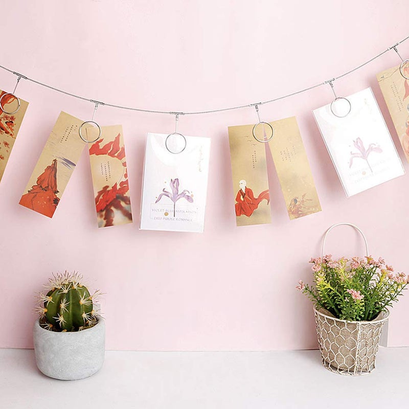 TFu Wall Hanging Photo Display, DIY Picture Photo Frame String with 12 Clips for Hanging Photos Notes and Artworks (Round Shape Clip) - Image 4